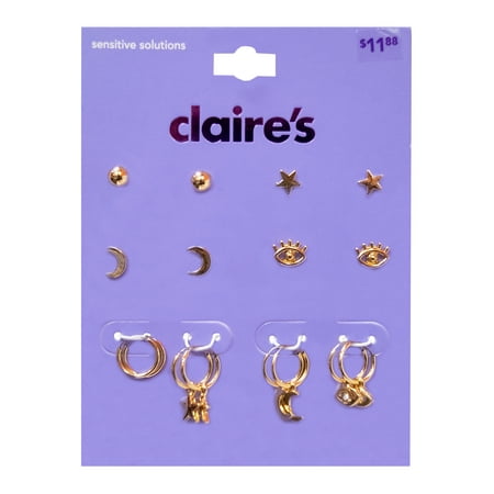 Claire's Teenagers Mystical Stud and Hoop No Stone Earrings Set Female Teen