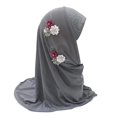 thumbnail image 1 of BOHOWAII Kids Girls Muslim Instant Hijab Ready To Wear Islamic Shawls Turban with Flowers Scarfs Jersey Head Wrap (2-7 Y), 1 of 4