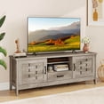 thumbnail image 2 of Costway TV Stand with 2 Woven Accent Doors, Storage Drawer 3 Adjustable Shelves for 65” TVs Rustic Oak, 2 of 9