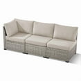 thumbnail image 3 of PARKWELL 3-Pieces Outdoor Modular 3 Seats Sofa,All-Weather Patio Rattan Wicker Couch Deep Seat Furniture Set with Cushion,Taupe/Beige, 3 of 9