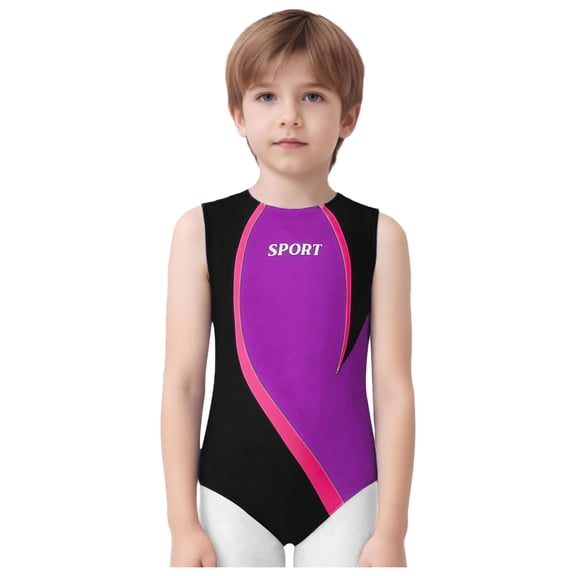 Haitryli Kids Boys Quick Dry Sports Leotard One Piece Swimsuit Gymnastics Leotard Cycling Athletic Bodysuit Purple 6