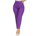 thumbnail image 2 of Jxximdong Cargo Pants for Women, Plus Size High Waist Stretch Work Casual Pants Business Straight Trouser with Pocket, Purple Womens Casual Trousers, 2 of 4