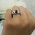 thumbnail image 4 of 1.35 Carat (ctw) 10K White Gold Princess Cut Black Cubic Zirconia & Round White Diamond Ladies Split Shank Halo Style Br, 4 of 4
