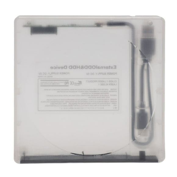 Optical Drive Enclosure, External CD DVD BD Drive Enclosure Prevent Interference Clear Slim 5Gbps Detachable for for 12.7mm