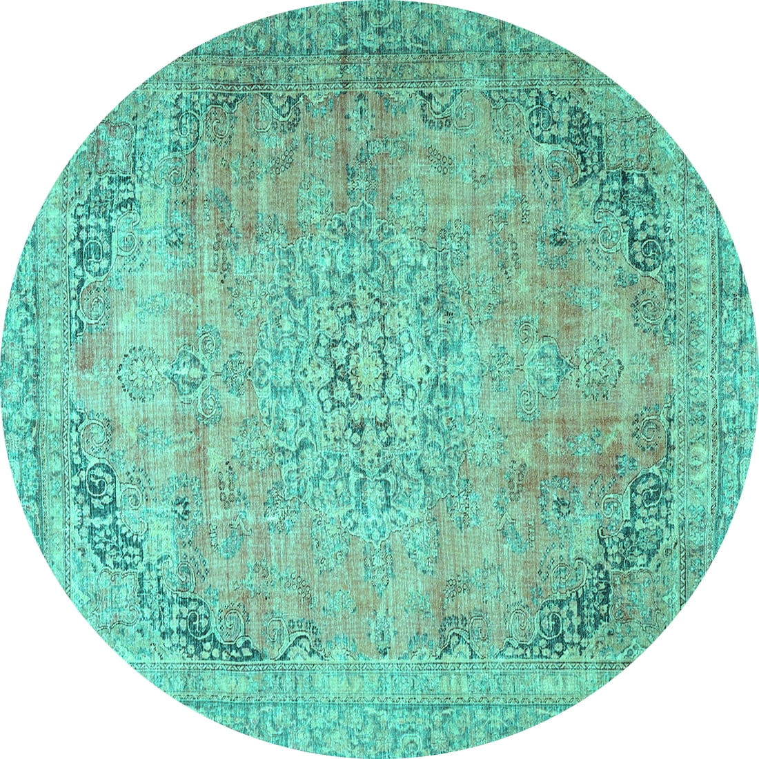 Ahgly Company Indoor Round Persian Turquoise Blue Traditional Area Rugs ...