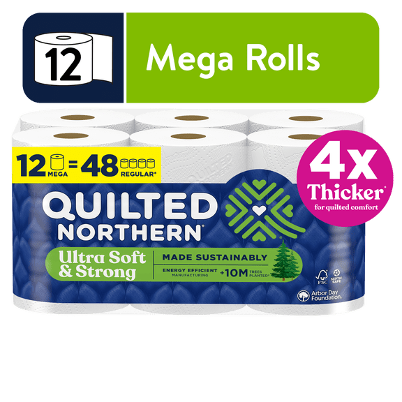 Quilted Northern Ultra Soft & Strong 2-Ply Toilet Paper, 12 Mega Rolls, 255 Sheets per Roll