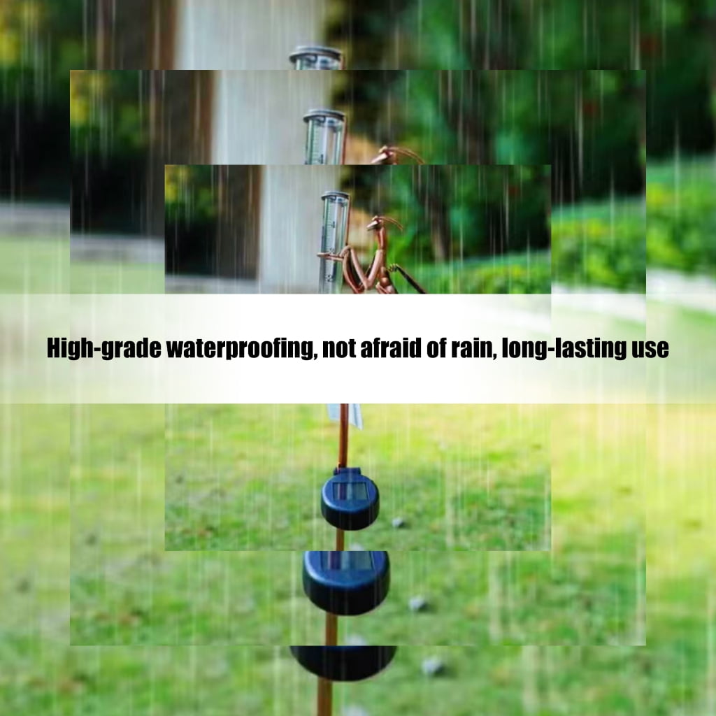 Solar Energy Shape Rain Measure Gauge for Outdoor Grounds Featuring strong Iron Plastic Construction and LED Light Feature Easy Installation