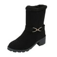 thumbnail image 4 of LSLJS Women's Large Size Leopard Print with Fleece Ankle Boots Chunky Heels and Bare Boots, 4 of 5