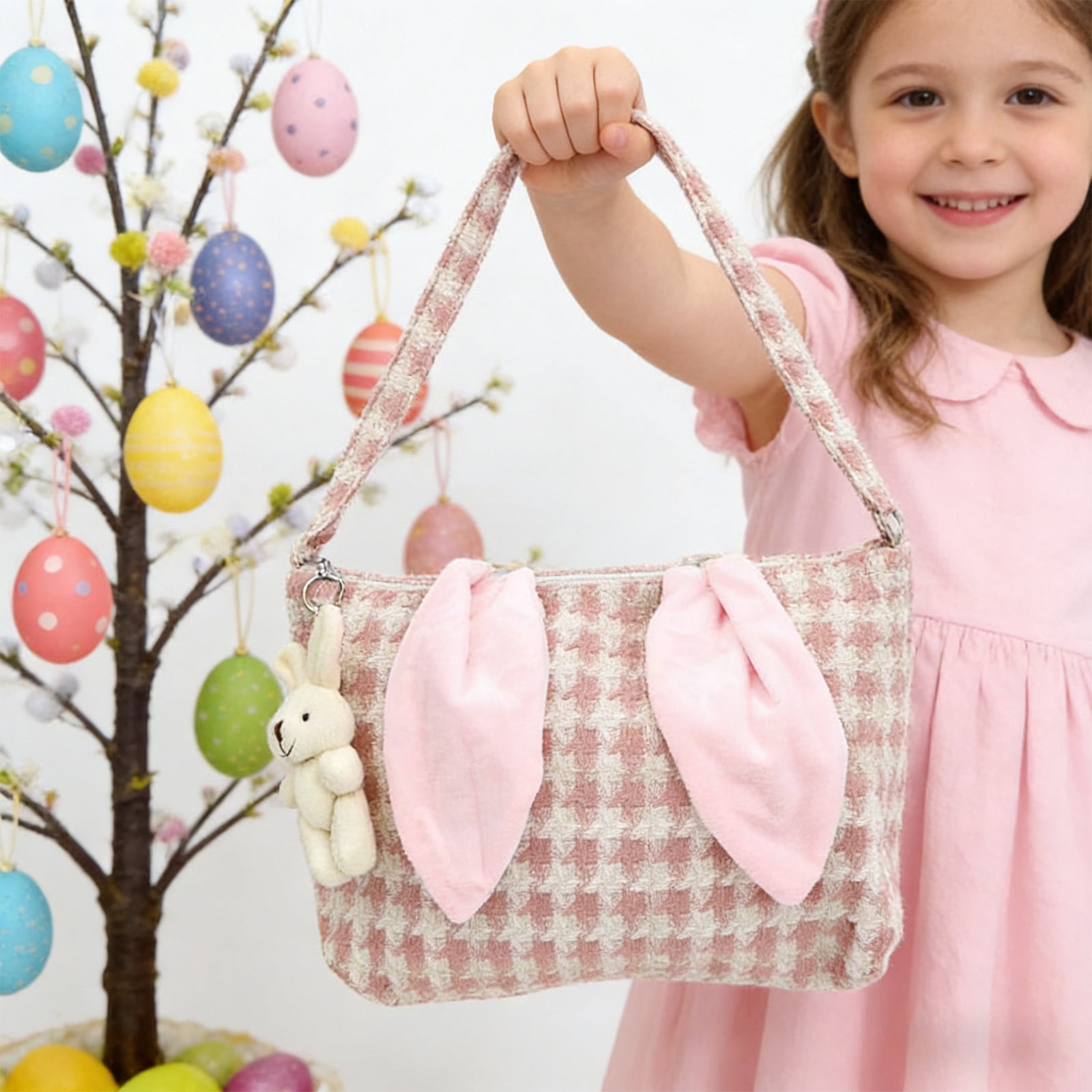 Lunxisen 4 Pcs Easter Bunny Tote Bag Decorative Gift Storage Basket for Holiday Party Decor