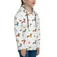 thumbnail image 3 of Fotbe winter Snowflake Dachshund Pattern Youth Pullover Hooded Sweatshirt, Boys Hoodie, Kangaroo Pocket Hoodie for Kids Girls -Large, 3 of 6
