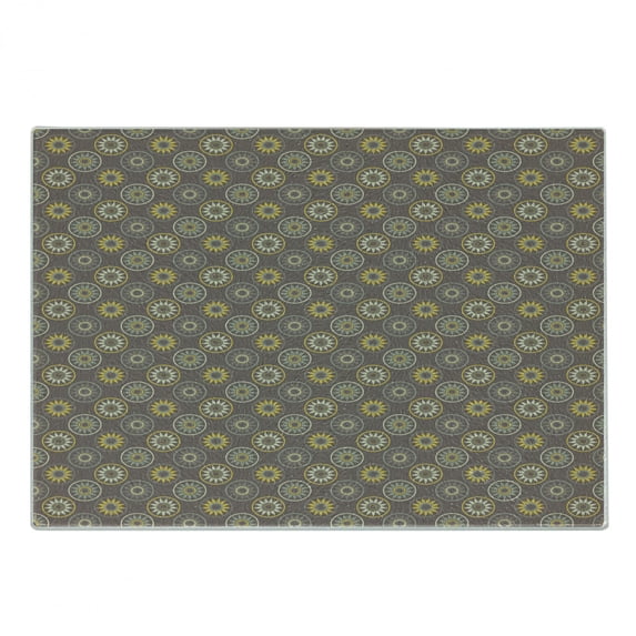 Boho Cutting Board, Continuous Pastel Sun Motif, Decorative Tempered Glass Cutting and Serving Board, in 3 Sizes, by Ambesonne