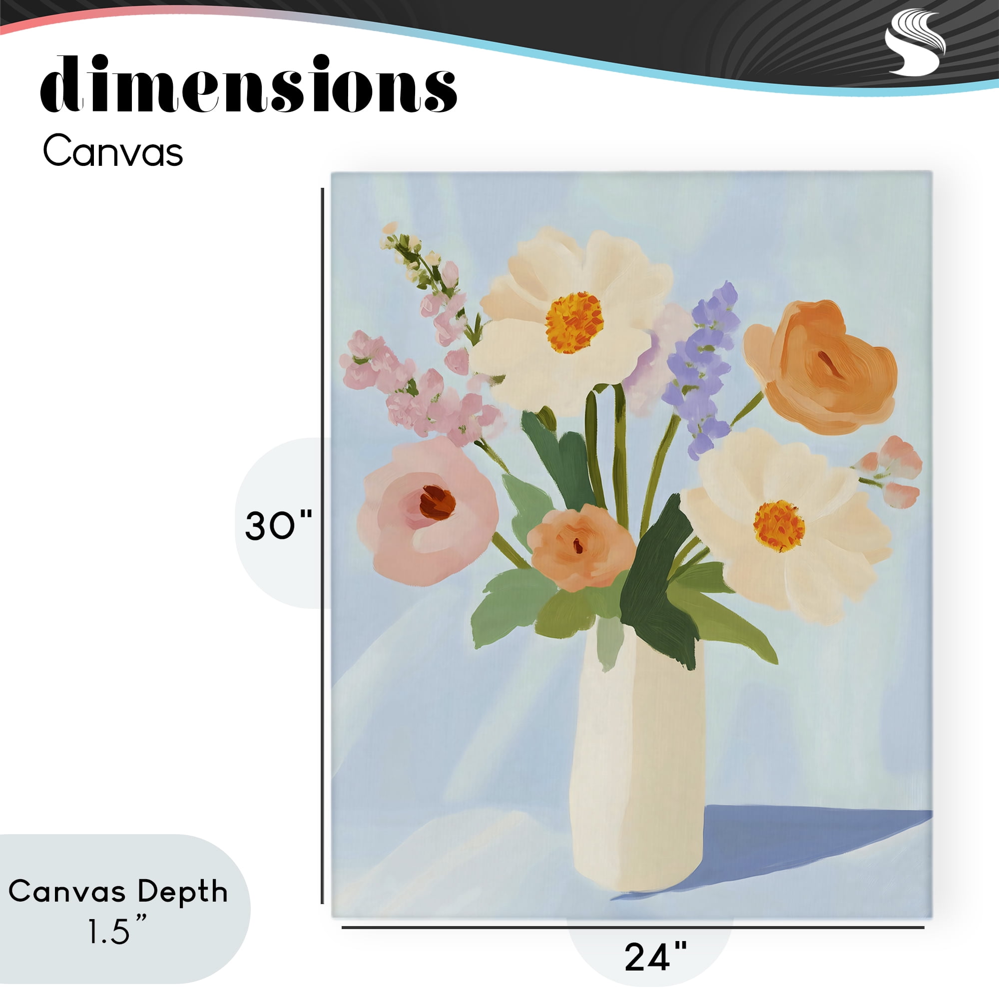 Stupell Industries Floral Bouquet in Sleek White Vase Canvas Wall Art, design by The Prints Vibe