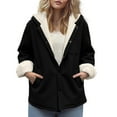 thumbnail image 5 of jtjvou Winter Warm Fleece Lined Jackets for Women Plain Color Jacket with Pocket Button Coats Outerwear Black XL, 5 of 7