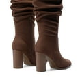 thumbnail image 4 of BURUDANI Women Slouchy Knee-High Suede Boots Pointed Toe, Chunky Block Heel, Side-Zip Pull-On Comfort, 4 of 6