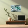 thumbnail image 3 of ZHONGYUTONG Teal Lily Canvas Wall Art Abstract Abstract Turquoise Canvas Flower Pictures Modern Floral Painting for Bedroom Decor Framed (12.00" x 18.00"), 3 of 5