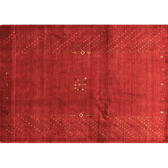 Ahgly Company Indoor Rectangle Abstract Orange Contemporary Area Rugs, 2' x 4'