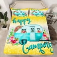 thumbnail image 2 of Homewish Happy Camping Camper Twin Sheet Sets,Blue Rv Car Twin Fitted Sheet,Chic Floral Flat Sheet For Teens Girls,Super Cozy Room Decor,3pcs, 2 of 7
