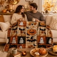 thumbnail image 3 of Clearance! Halloween Quilted Throw Blanket, Vintage Patchwork Pumpkin Ghost Witch Bat Print Soft Cozy Farmhouse Fall Decor Lightweight Quilt Blanket for Couch Bed, 3 of 5