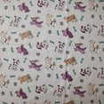 thumbnail image 3 of Cotton Tablecloth Animal Print Puppies Chase Ball and Bone Purple on White, 3 of 3