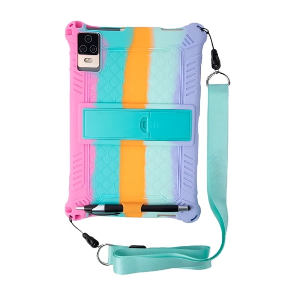 VORALYN 2026 New 10.1'' Universal Soft Silicone Case for 10 10.1Inch Android Tablet Pc Shockproof Solid Color Back Stand Cover 2416Cm/9.56.4Inch Colorful Pink-Strap 10.1 Inch Tablet