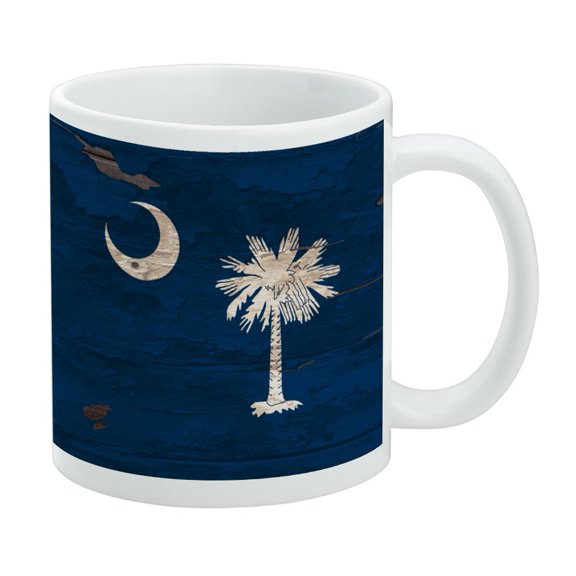 Rustic South Carolina State Flag Distressed USA White Mug