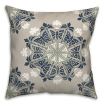 Creative Products Blue Medallions on Gray 18x18 Indoor / Outdoor Pillow