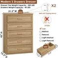 thumbnail image 3 of Joaxswe 5 Drawer Dresser for Bedroom, Wood Oak Dresser with Wide Drawers and Metal Handles, Modern Dresser Chest for Bedroom, Living Room, Entryway, 3 of 12