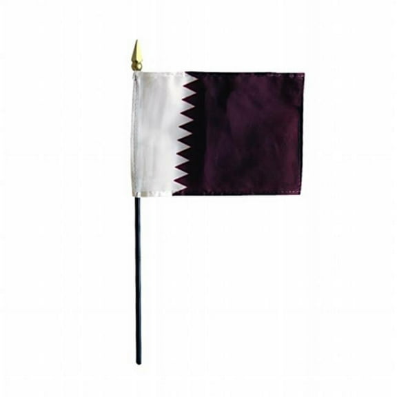 Annin Flagmakers 210114 4 x 6 in. Eb Qatar Mounted - 12 Pack