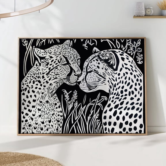 Cheetah Wall Art - Black And White Leopard Animal Print For Safari And Wildlife Decor Wall Art, Modern Wall Decor, 8x12 UNFRAMED