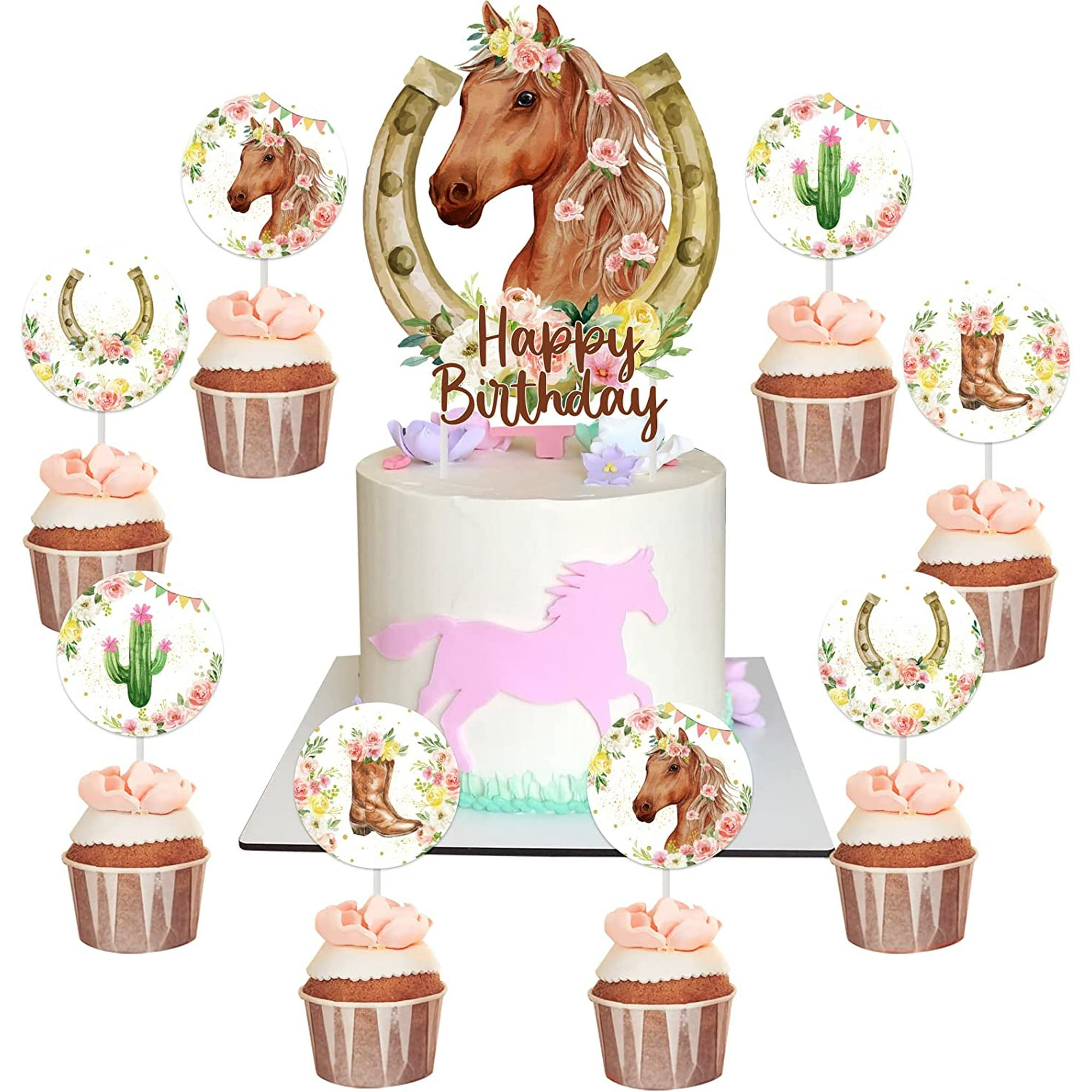 25Pcs Horse Cake Toppers Girls Birthday Party Decorations, Western ...