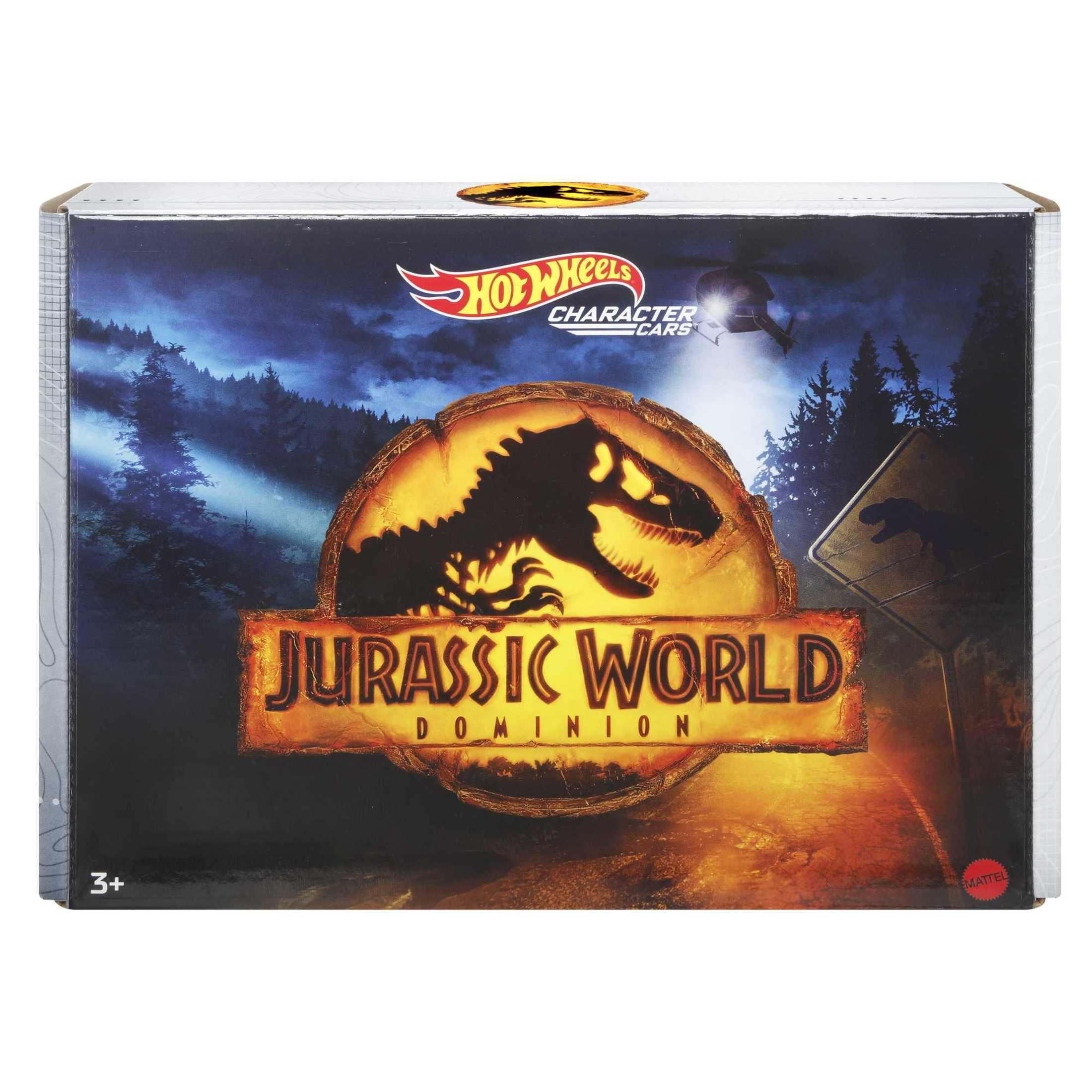 Hot Wheels Jurassic World Dominion Set of 5 Toy Character Cars or Trucks, Collectible Vehicles