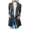 thumbnail image 2 of Valueadd Women's Shirts Solid Long Sleeve Velvet Jacket Open Front Cardigan Coat Outerwear With Pockets, 2 of 6