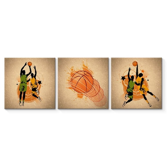 wall26 3 Panel Canvas Wall Art Play Basketball Pictures Home Wall Decorations for Bedroom Living Room Paintings Canvas Prints Framed - 12"x12"x3 Panels