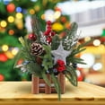 thumbnail image 6 of Honmine Artificial Mini Christmas Tree with Burlap Base, 11 Inches Tabletop Christmas Tree with Pine Cones and Red Berries, Christmas Tree with Poinsettia for Table Holiday Decoration, 6 of 6