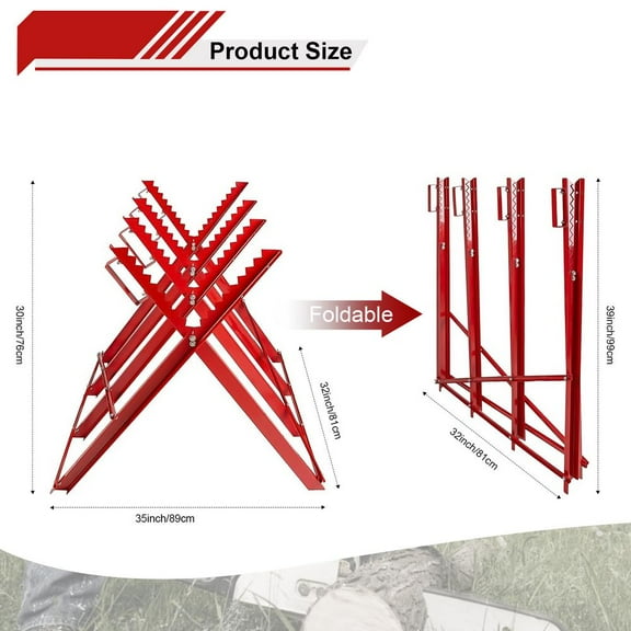 XIANERS Log Sawhorse Foldable Log Sawbuck for Firewood Portable Sawhorse Log Holder Saw Stand Adjustable Log Stand for Easy Cutting Splitting fine
