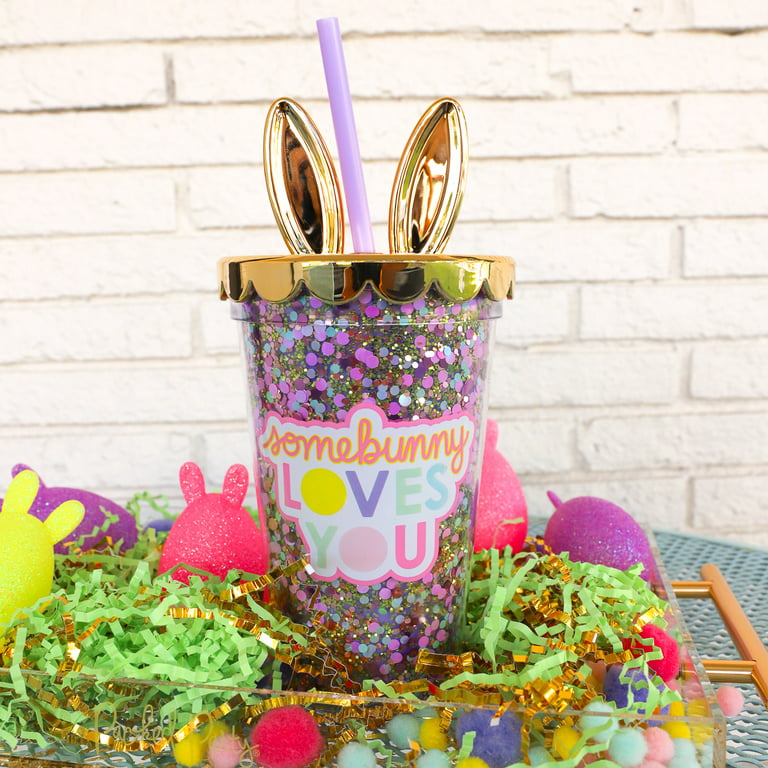 Packed Party 'so Egg-Stra' Easter Confetti Filled 18oz. Straw Tumbler,  Bunny Lid 