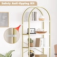 thumbnail image 7 of 5 Tier Arched Bookcase Shelf Tall Bookcase with Storage Vertical Display Shelf Rack Modern Bookcase Wood and Metal Storage Shelving Units for Bedroom, Living Room, Home Office, White/Gold, 7 of 7
