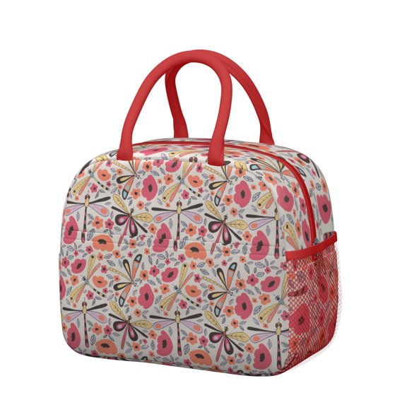 Flower Lunch Bag for Women Men Reusable Insulated Lunch Bags, Leakproof Cooler Food Lunch Tote Bag, Large Capacity Lunch Box for Work School Travel Picnic