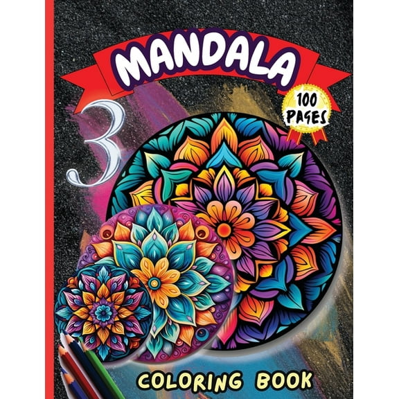 Mandala 3 Coloring Book: Stress Relieving Mandala Designs for Adults Relaxation, (Paperback)