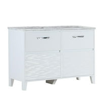 Bellaterra Home 48 in. Double sink vanity with white carrara top