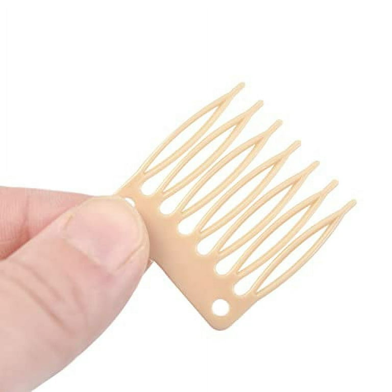 50pcs/Lot Hair Combs Wig Plastic Combs and Clips for Wig Cap Wig Combs for  Making Wigs 7-teeth Hair Clips (Dark Brown)