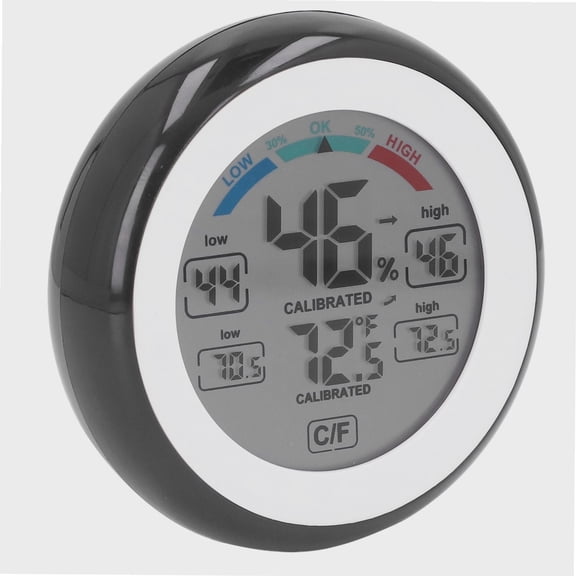 Indoor Outdoor Thermometer Hygrometer, Round Touch Screen Household Digital LCD Display Thermometer Wireless Electronic Temperature Humidity Meter