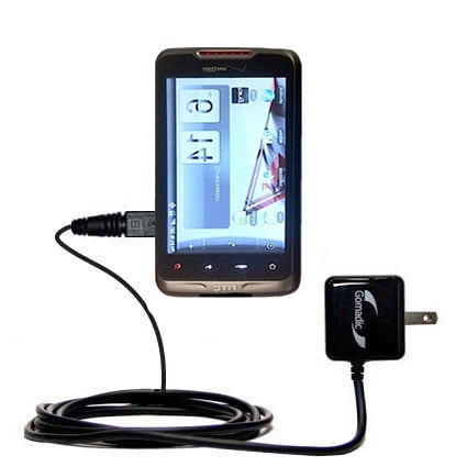 Gomadic Intelligent Compact AC Home Wall Charger suitable for the HTC Merge - High output power with a convenient, foldable plug design - Uses TipExch