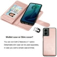 thumbnail image 5 of For Moto G 5G 2024 Case, Motorola Moto G 5G 2024 Leather Wallet Case with Card Holder and Lanyard for Women Men, eBizWare Magnetic Flip Detachable Phone Cover - Rose Gold, 5 of 9