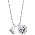 thumbnail image 1 of Delight Jewelry Hope Heart with AB Crystal Silvertone Script Initial Disc - W - Charm Necklace, 20"+3", 1 of 4
