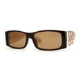 thumbnail image 2 of Womens Mod Square Rectangle Thick Temple Fashion Sunglasses All Brown, 2 of 5