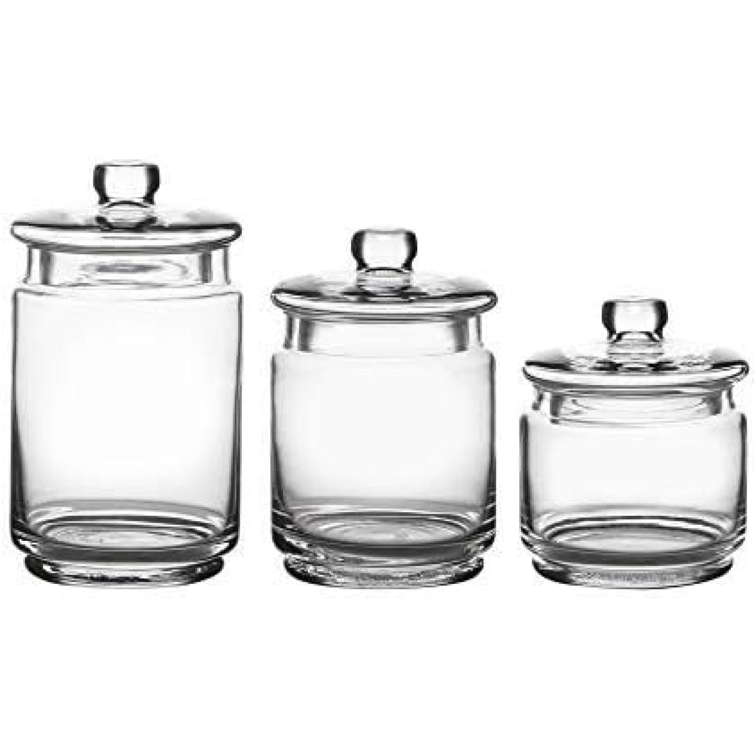 HetayC Glass Apothecary Jars with Lids Set of 3 for Bathroom Storage