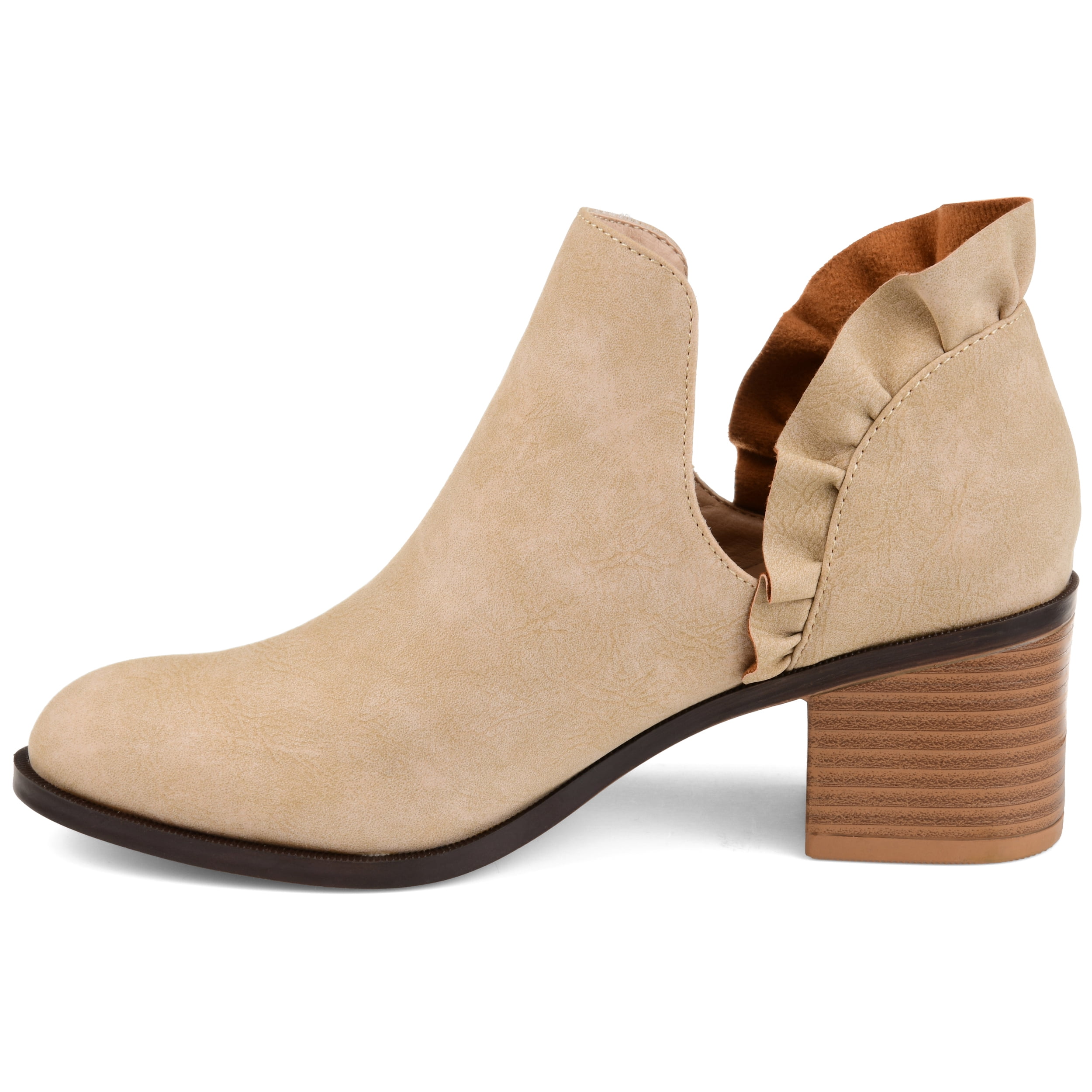 Journee Womens Lennie Slip On Stacked Heel Booties