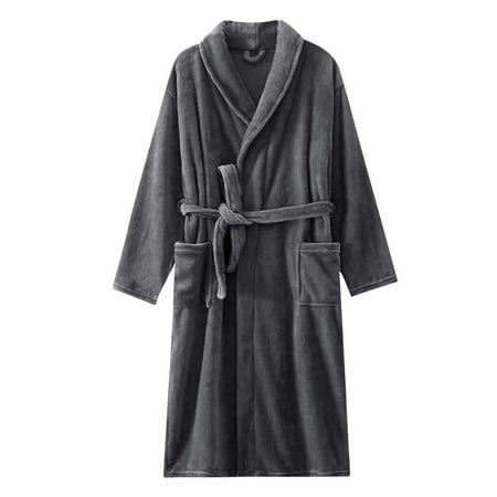

Puntoco Women Clearance Women s Robe Bathrobe Lengthening Keep Warm Lapel Same Style for Men and Women Long Sleeve Gray XL(XL)