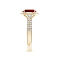 thumbnail image 3 of ANGARA Oval Lab Grown 1.25 Ct Ruby Halo Double Shank Engagement Ring for Women in 14K Yellow Gold (Size-8x6mm) | July Birthstone, Birthday, Anniversary, Jewelry Gift for Women | Lab-Grown Ruby Ring, 3 of 8